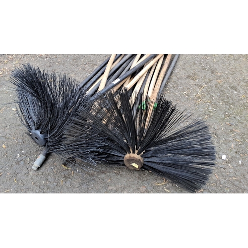 670 - Collection of chimney sweep brushes. Includes approximately 16 wooden and metal-handled brushes, fea... 