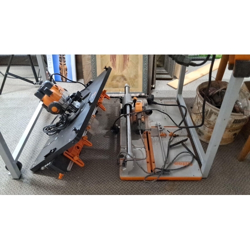 711 - Triton Workcentre Twx7 Contractor Saw with accessories, featuring robust metal construction and prec... 