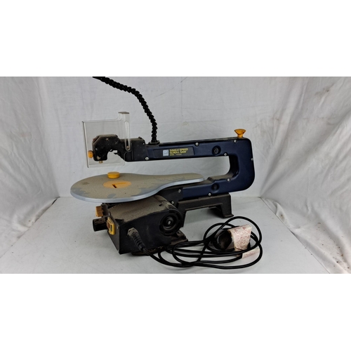 723 - Pro Single Speed Scroll Saw, 120W, Model: CLM16LSS, includes power cord and safety guard.