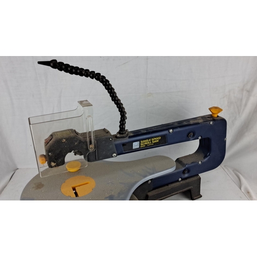 723 - Pro Single Speed Scroll Saw, 120W, Model: CLM16LSS, includes power cord and safety guard.