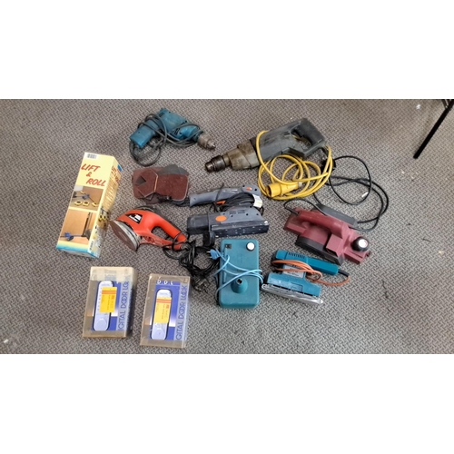 731 - Mixed lot of various power tools and accessories. The lot includes digital door locks, drills, sande... 