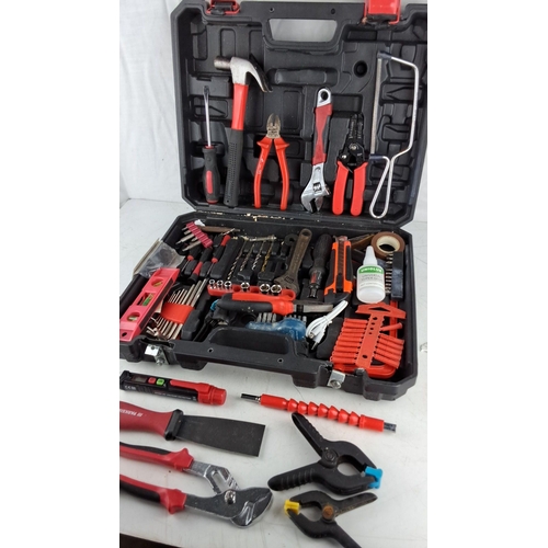 758 - Comprehensive tool set with a variety of hand tools, such as hammer, pliers, wrench, screwdrivers, d... 