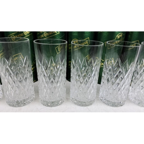 101 - Set of six Tyrone Crystal Sperrin Highball glasses with original packing containers and box. Each gl... 