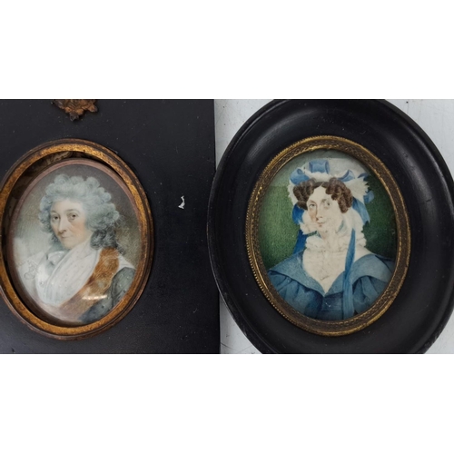 134 - An antique hand painted miniature of a gent inscribed on reserve 'Gr Gr Grandmother Olivia Lecky - M... 