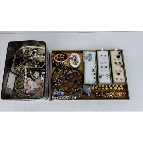 166 - Assorted jewellery collection comprising beaded necklaces, bracelets, a variety of earrings, a flora... 