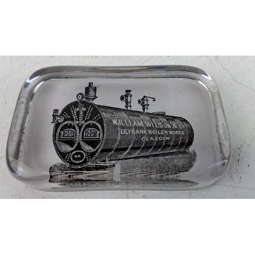 50 - Vintage glass paperweight advertising 'William Wilson & Co. Lilybank Boiler Works, Glasgow'.