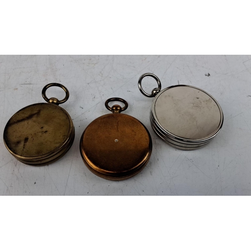 78 - Set of two Vintage German Pocket Compasses. Brass and chrome construction with loop handles. Each co... 