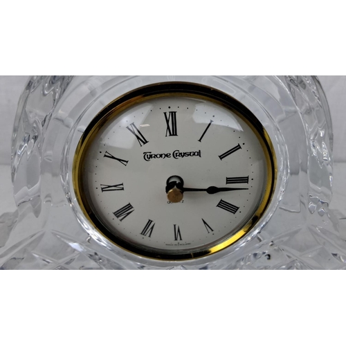 200 - Tyrone Crystal mantel clock with quartz movement. The clock features a classic Roman numeral face an... 