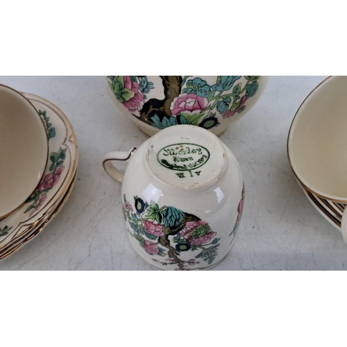 232 - Sadler coffee set with matching floral cups and saucers. Cream base with gold trim and multi-coloure... 