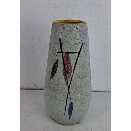 237 - Mid-Century Modern ceramic vase with abstract hand-painted design and maker's mark on the base, circ... 