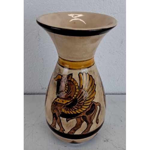 242 - Vintage Sylvac pottery vase, model 4693. Made in England. Depicts a mythical griffin creature in vib... 