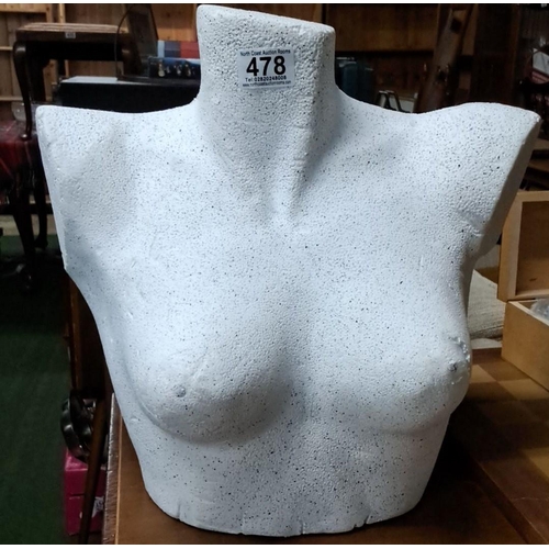 478 - Polystyrene woman's bust, 40cm height