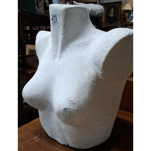 478 - Polystyrene woman's bust, 40cm height