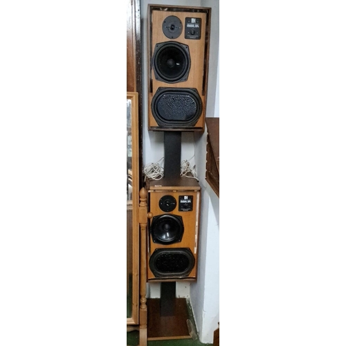 486 - Pair of vintage KEF Reference Series Model 104 speakers with acoustic contour control and wooden cas... 