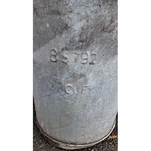 551 - Vintage galvanized steel dustbin, marked 