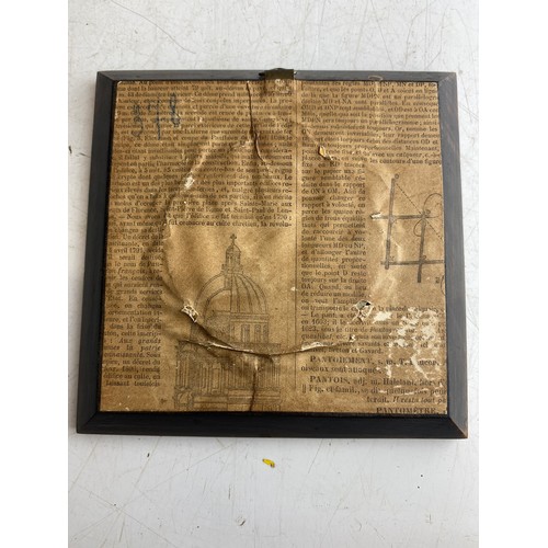 131 - Antique Hand-painted porcelain plaque depicting a pastoral scene. Set in a wooden frame with a gilt ... 