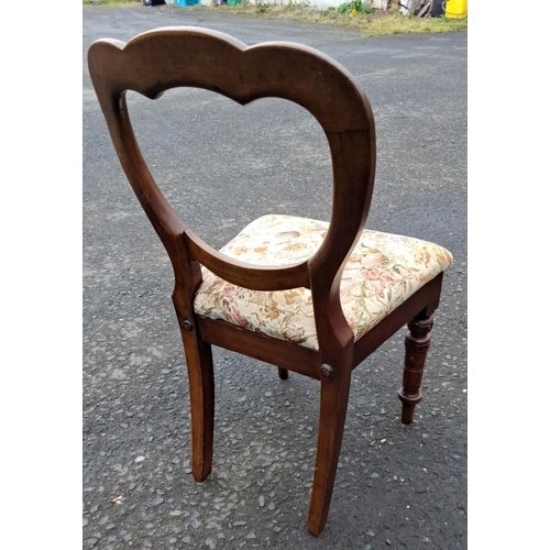 11 - Victorian mahogany side chair with floral upholstered seat.