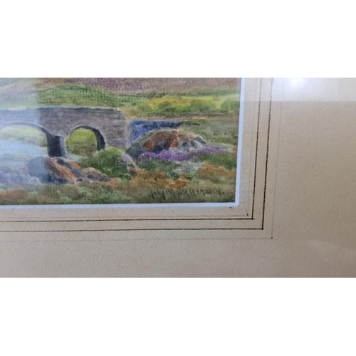 4 - Framed watercolour landscape painting by Irish Artist, G W Morrison. It depicts a scenic mountain an... 