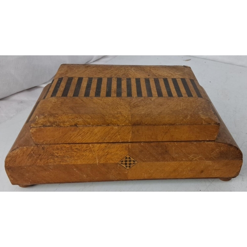 53 - A vintage wooden trinket box with an intricate inlay design. The box comes with a set of rune cards.... 