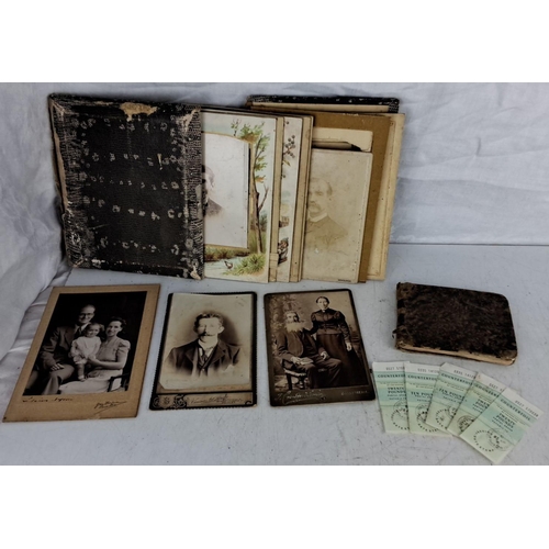 69 - Mixed lot of vintage photographs and postal order counterfoils. The lot encompasses family portraits... 