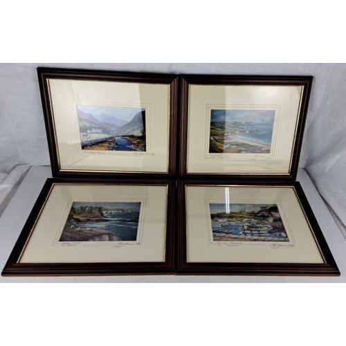 102 - Set of 4 framed watercolour prints by artist W.J. Hanna. The set includes 