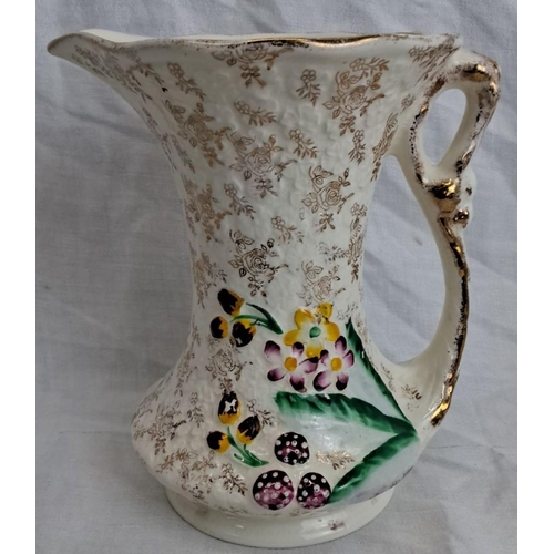 117 - Vintage James Kent 'Bramble' ceramic jug featuring floral and gold detailing.  It has an elegant han... 