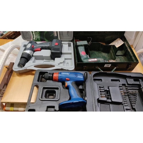 461 - The lot consists of power tools and accessories. The brands featured are Metabo, Makita, and Draper.... 