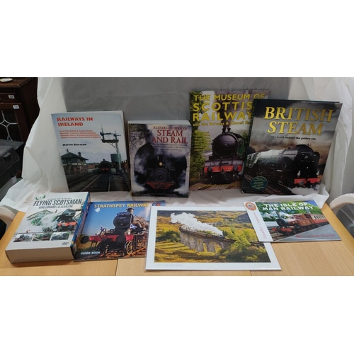 470 - A collection of eight railway-themed books and guides, which includes 