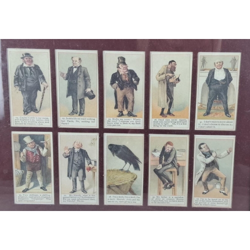 63 - Framed collection of 10 Victorian-era cigarette cards depicting characters from Charles Dickens' nov... 