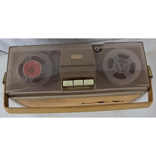 69 - Vintage Cossor retro transistor tape recorder, made in Holland. Contains two tape reels and a handle... 