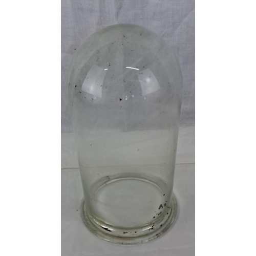 91 - Vintage clear glass cloche dome.