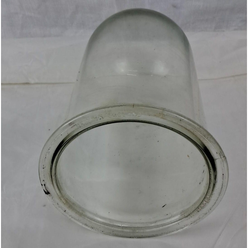 91 - Vintage clear glass cloche dome.