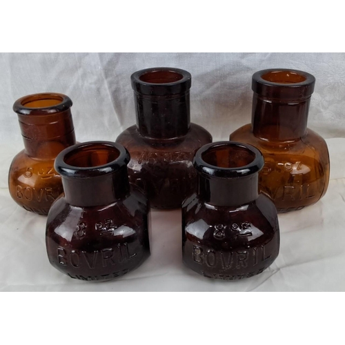 92 - Set of five vintage Bovril jars, embossed with 