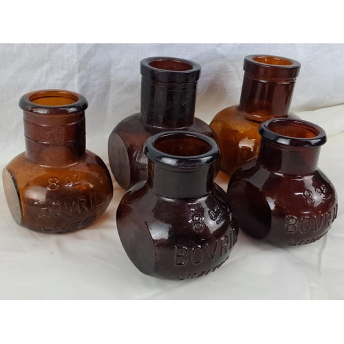 92 - Set of five vintage Bovril jars, embossed with 