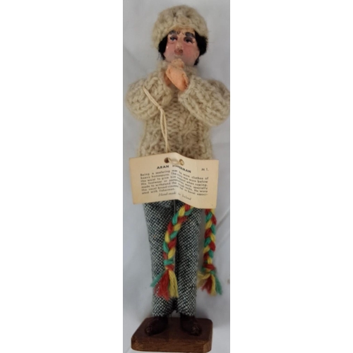 99 - This is a Aran Fisherman Doll. It's outfitted in traditional knitted attire, tweed pants and colourf... 