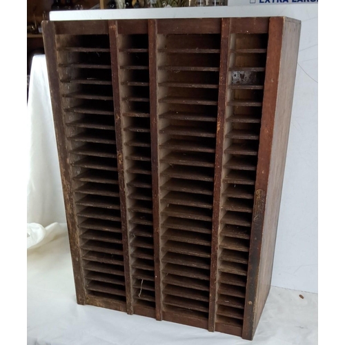 635 - Antique wooden pigeonhole cabinet with multiple slots from the early 20th century. The product shows... 