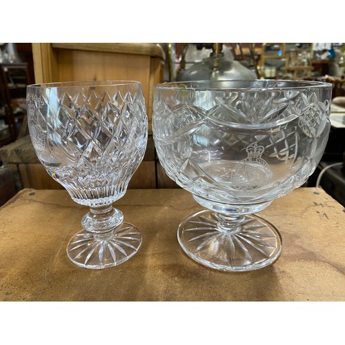 645 - Two limited edition Tyrone Crystal pedestal bowls, engraved 'Royal Ulster Constabulary'.