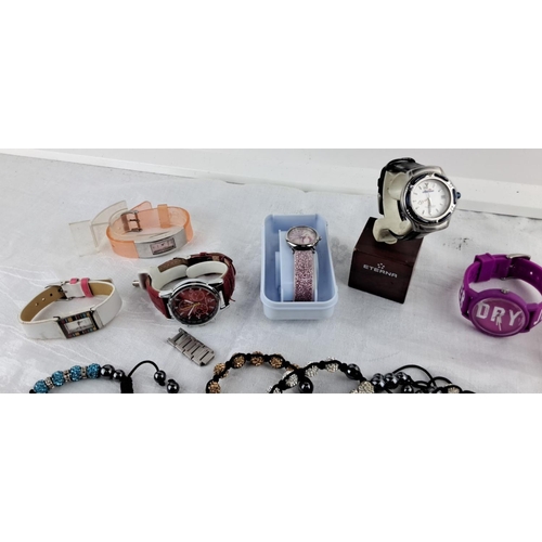 12 - Mixed lot including various wristwatches and fashion bracelets. Brands include Eterna. Also features... 