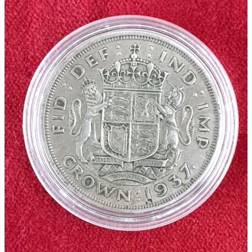 26 - 1937 George VI British Crown coin, silver, features the king’s portrait on the obverse and the Royal... 