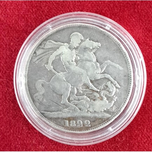 43 - 1822 George IV Silver Coin, depicting the monarch's bust and St. George slaying the dragon on revers... 