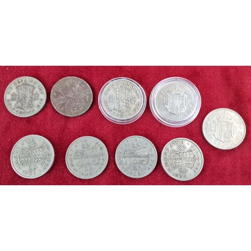 47 - Collection of nine British half crown coins, featuring King George VI and Queen Elizabeth II, dating... 