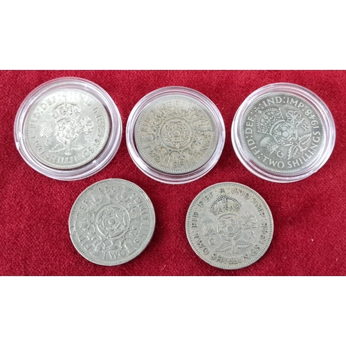 51 - Set of five UK shillings, featuring the effigies of George VI and Elizabeth II, dated between 1948 a... 