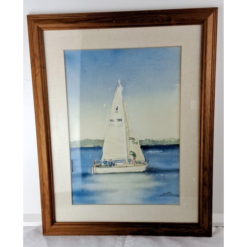 64 - Watercolour painting of a sailboat titled 