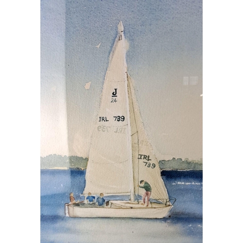 64 - Watercolour painting of a sailboat titled 