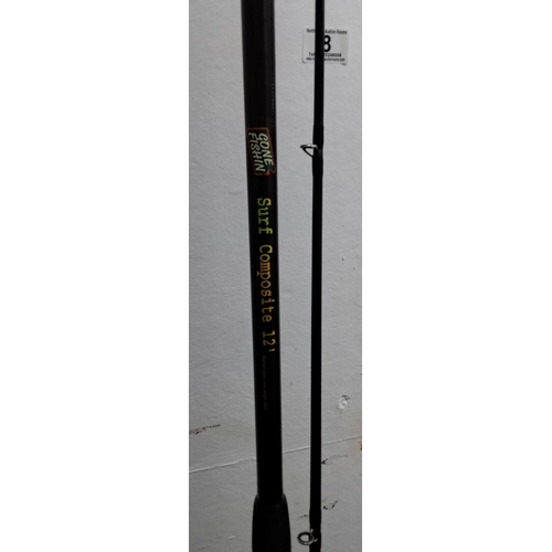 8 - Surf Composite 12' fishing rod. Two-piece graphite composite construction. Model: Sportzone.