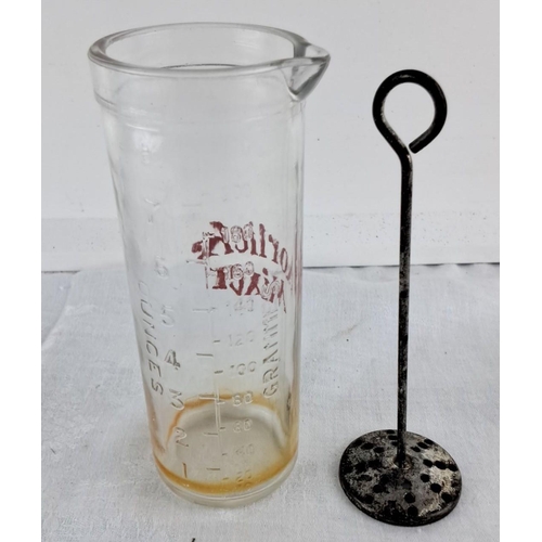 91 - Vintage Horlicks Mixer, made of glass with red lettering and includes a metal mixing rod. It is mark... 