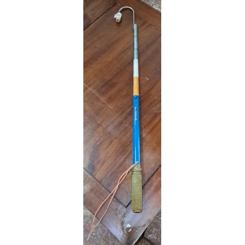 592 - Vintage Jack Kotterback Gaff Hook, featuring a sturdy metal shaft with a blue painted wooden handle ... 