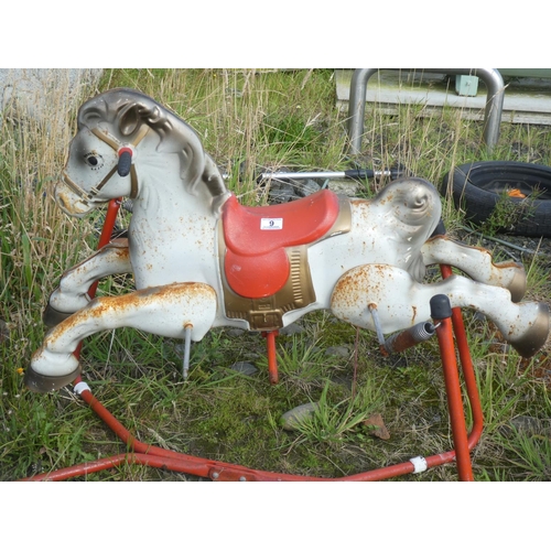 9 - A vintage metal rocking horse (a/f).