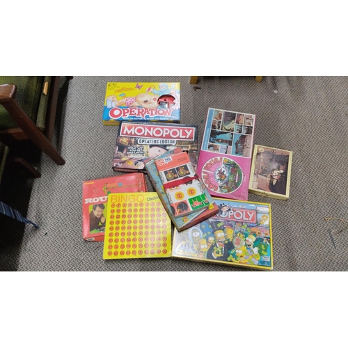 542 - Collection of nine vintage and modern board games, includes Operation by Hasbro, Monopoly Cheaters E... 