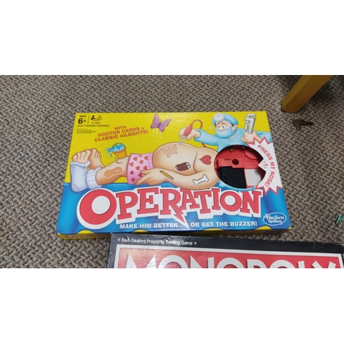 542 - Collection of nine vintage and modern board games, includes Operation by Hasbro, Monopoly Cheaters E... 